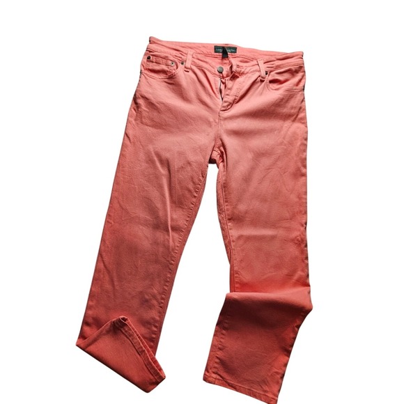 Lauren Ralph Lauren Denim - Lauren Ralph Lauren Coral Pink Straight Leg Jeans Womens 10 LRL Stretch Pants